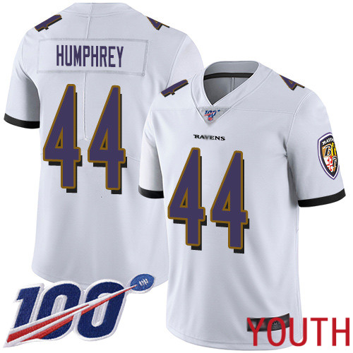 Baltimore Ravens Limited White Youth Marlon Humphrey Road Jersey NFL Football #44 100th Season Vapor Untouchable->youth nfl jersey->Youth Jersey